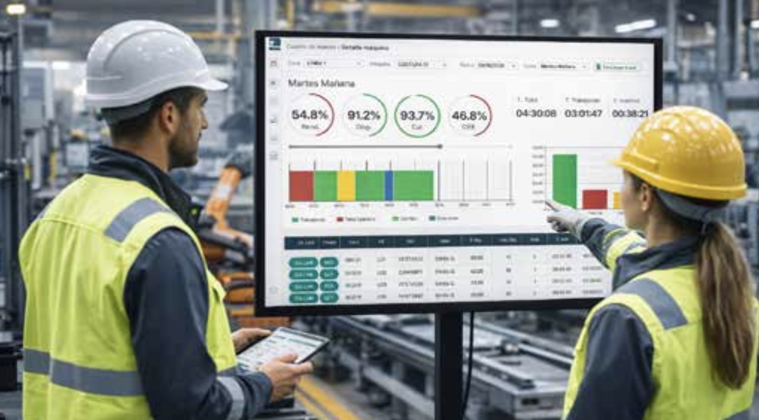 Producción industrial y OEE en fábrica
