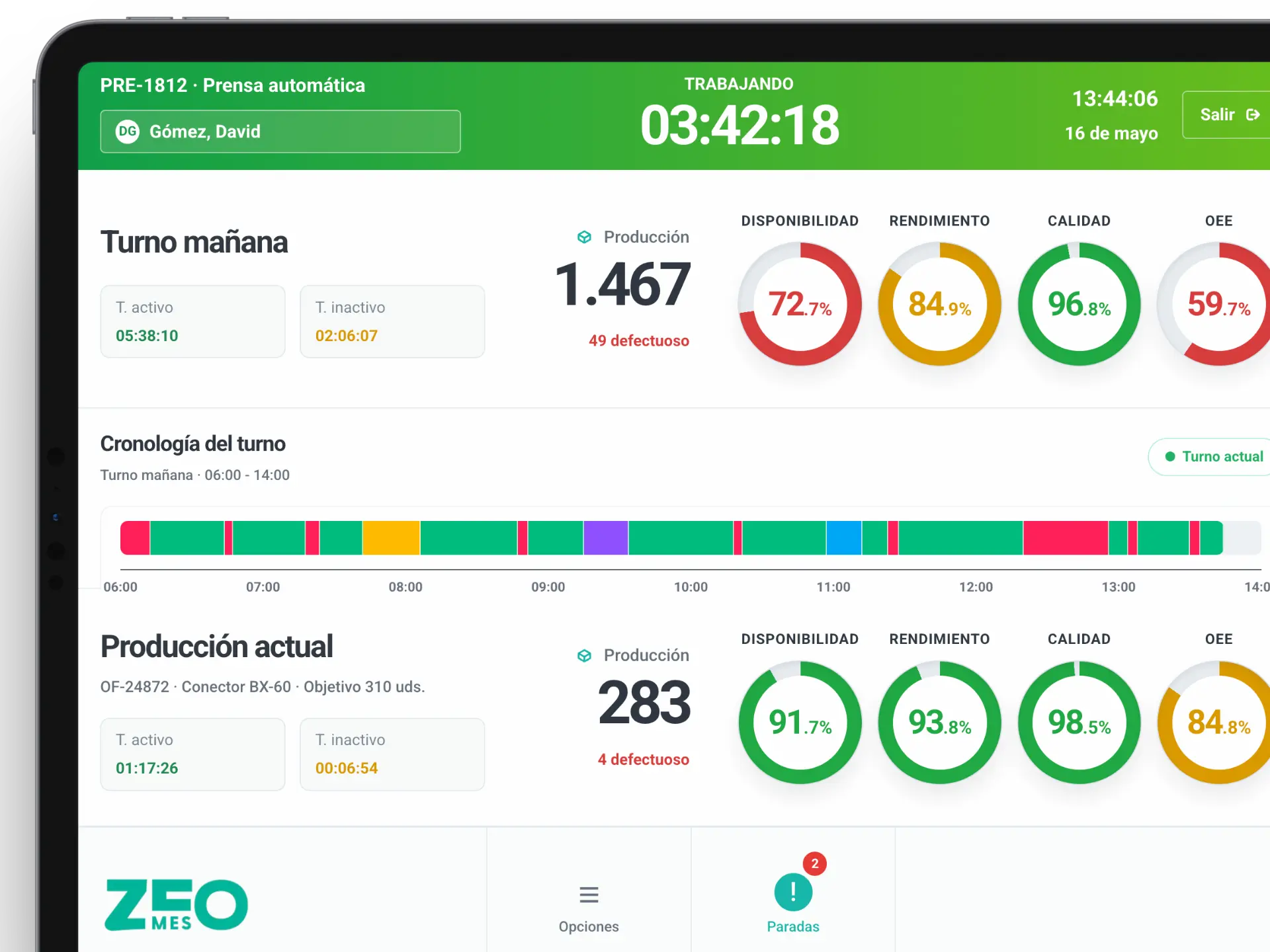 Operario digital en planta